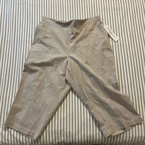 Beige Cotton Capri Pants